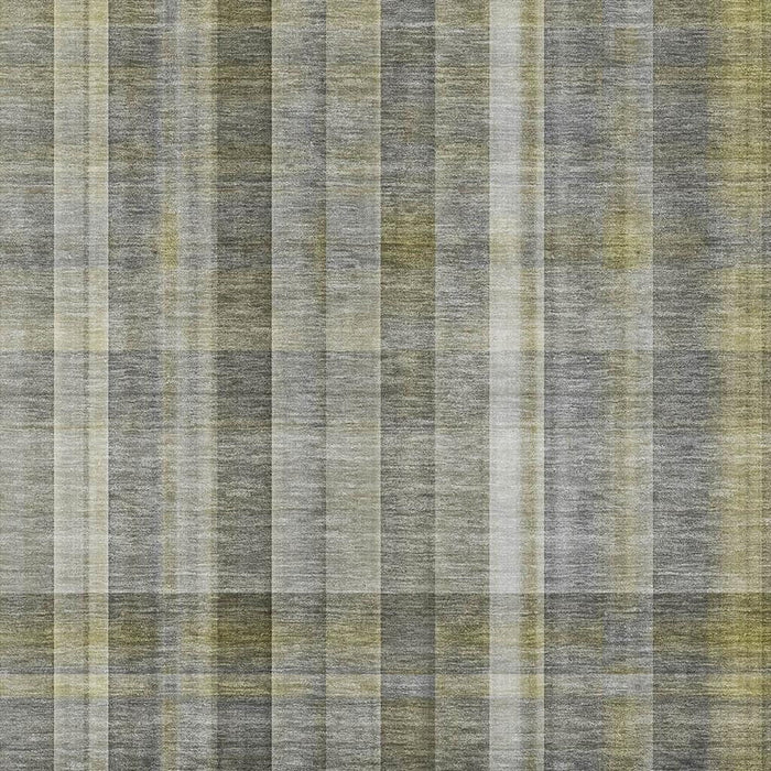 9' X 12' Plaid Washable Area Rug With UV Protection (648015) - Gray / Gold