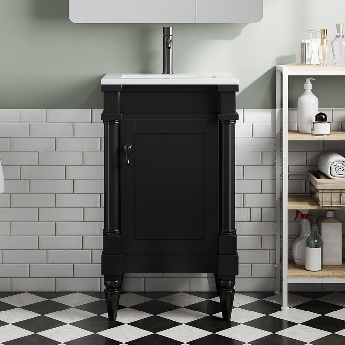 Giga bathroom vanity with drop-in sink, storage cabinet with door, compact freestanding design, ideal for modern bathrooms