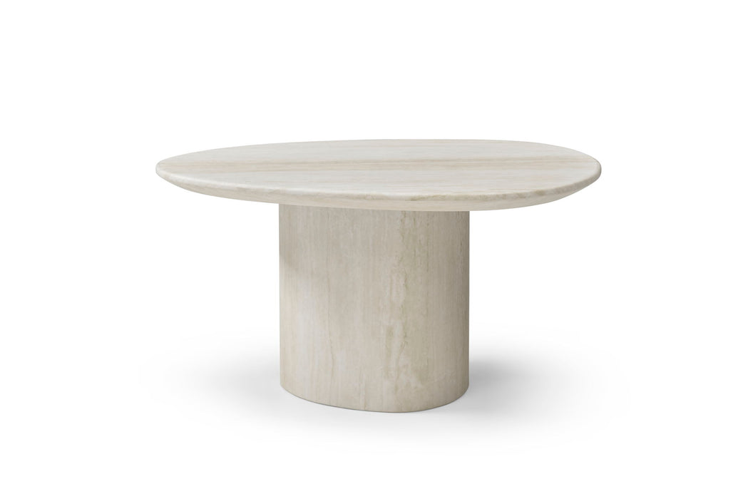 Marble Oval Pedestal End Table - Beige