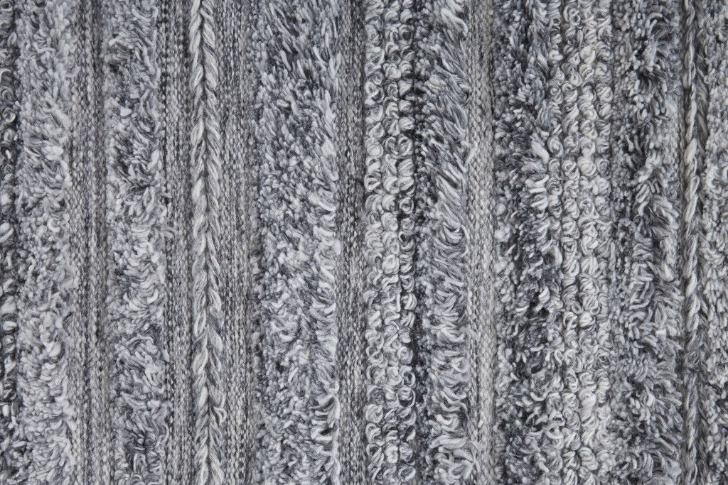 8' x 10' Striped Hand Woven Stain Resistant Area Rug - Gray And Ivory