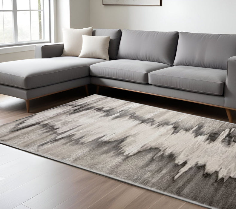 8' x 10' Abstract Power Loom Area Rug - Gray Ivory And Taupe