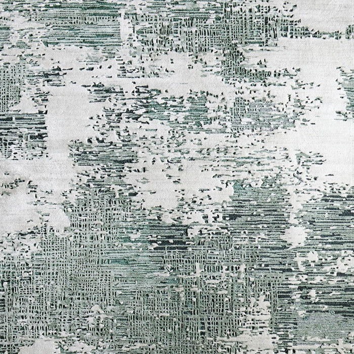 4' X 6' Abstract Hand Tufted Area Rug - Green And White