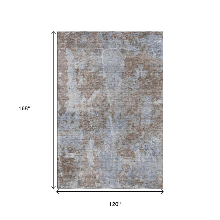10' X 14' Abstract Washable Area Rug With UV Protection (649822) - Brown / Ivory