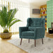 Giga modern accent armchair with soft upholstery, wooden legs, and a pillow, perfect for living room or bedroom seating.
