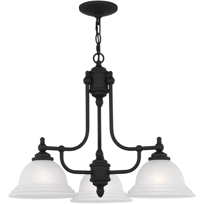 18" Three Light Metal Dimmable Chandelier With Shades - Black