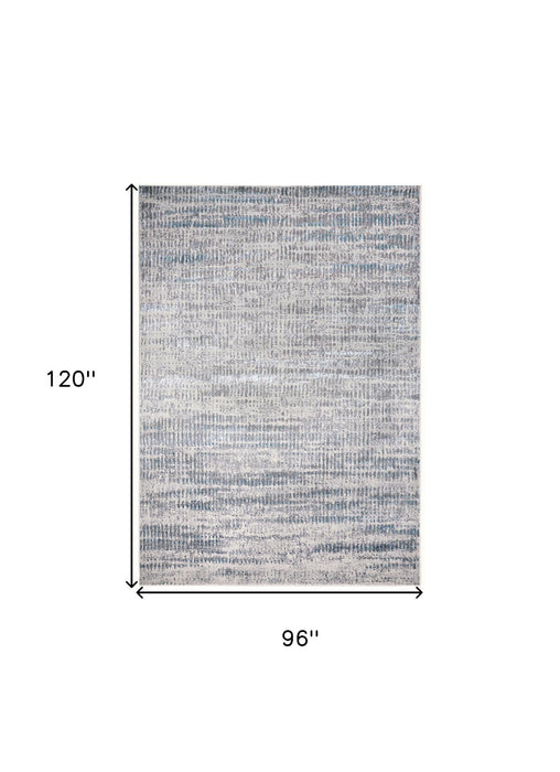 8' x 10' Abstract Power Loom Polyester Area Rug - Ivory Gray And Blue