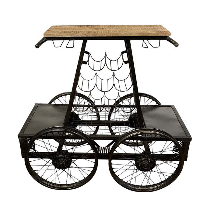 Rustic Rail Car Bar Cart - Black