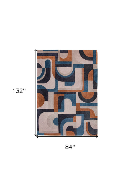 8' X 11' Geometric Washable Area Rug (551719) - Gray / Beige