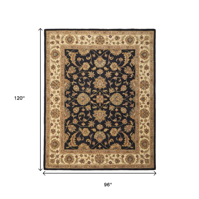 8' X 10' Oriental Hand Tufted Area Rug - Black