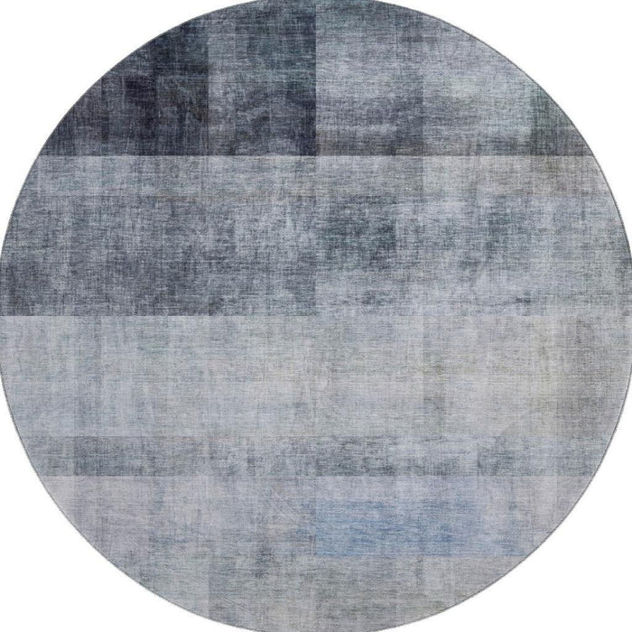 8' Abstract Washable Round Rug With UV Protection (649633) - Navy Blue / Ivory
