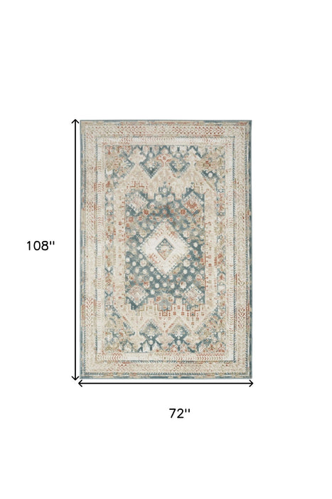 6' X 9' Geometric Area Rug (550286) - Ivory / Green