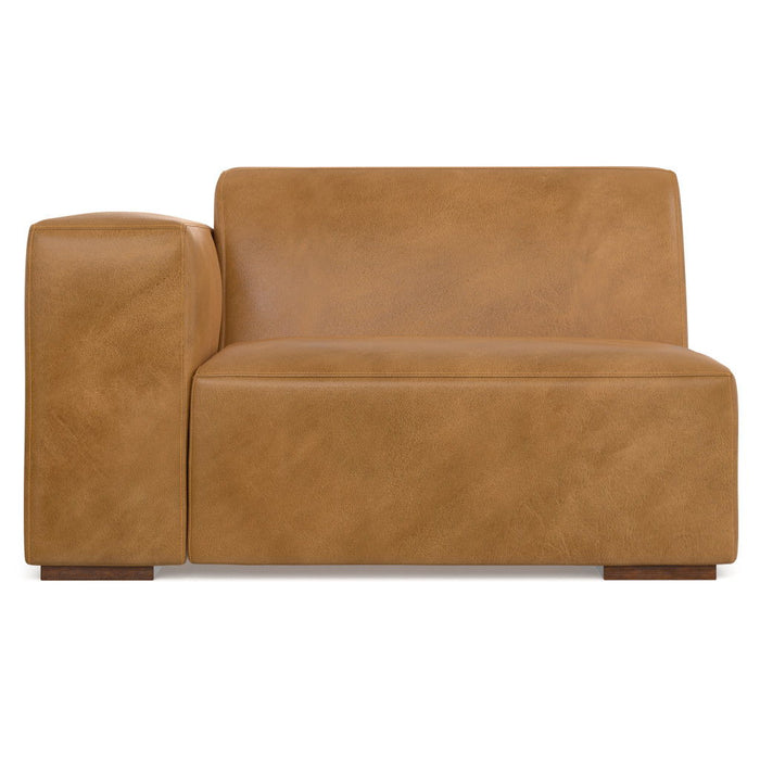 Modern Sienna Leather Modular Sofa With Brown Legs - Brown