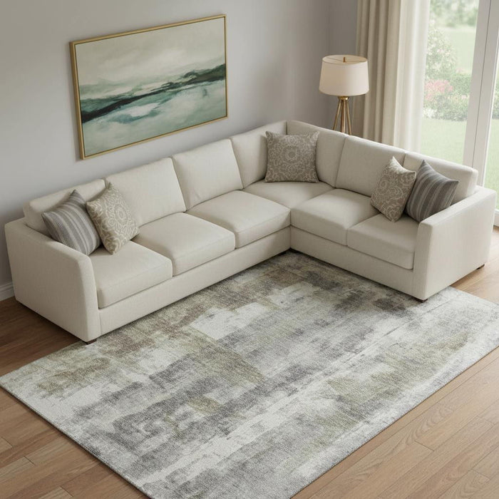10' X 14' Abstract Washable Area Rug With UV Protection (719274) - Beige / Gray / Ivory
