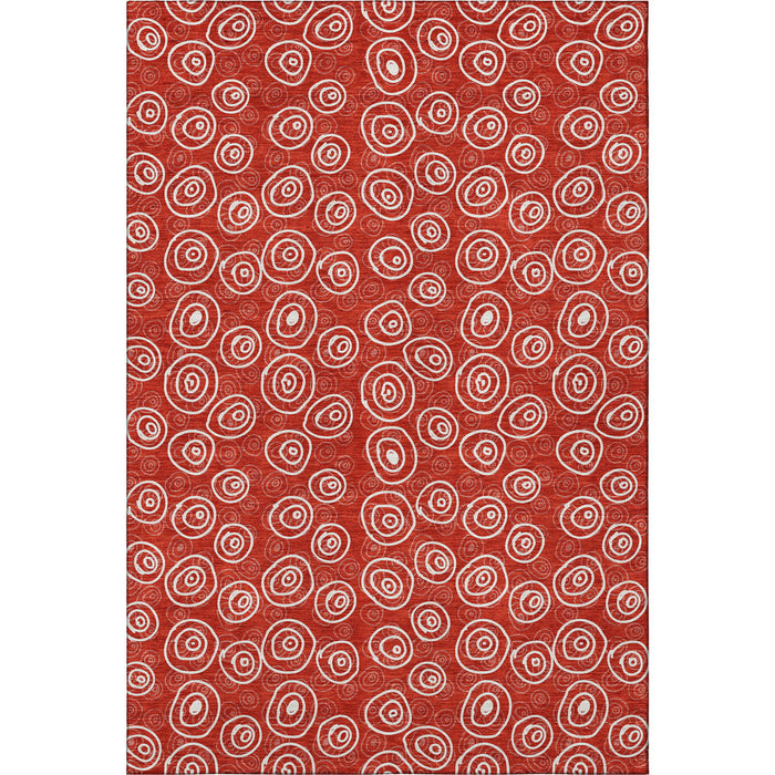 10' X 14' Polka Dot Washable Area Rug With UV Protection - Red And Ivory