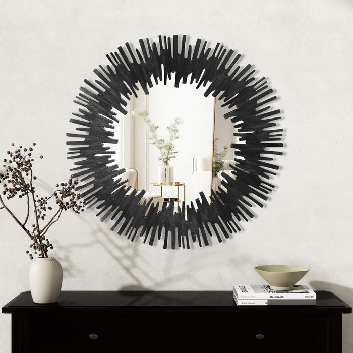 36" Sunburst Framed Accent Mirror - Black