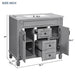 Giga bathroom vanity with top sink, basin on cabinet, two soft-closing doors, and two drawers, modern and functional bathroom storage.