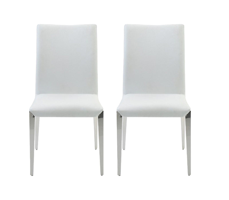 Faux Leather Dining Side Chairs Without Arms (Set of 2) - White