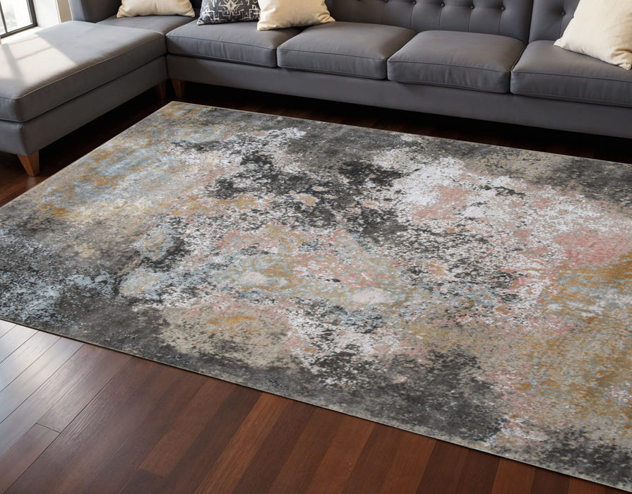 8' X 10' Abstract Hand Knotted Area Rug - Brown And Gray