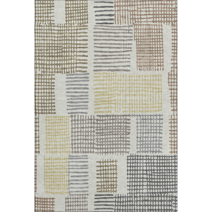 10' X 14' Geometric Washable Area Rug With UV Protection (709854) - Sand / Brown / Ivory