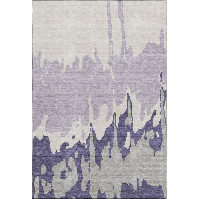 10' X 14' Abstract Washable Area Rug With UV Protection (676152) - Purple / Ivory / Gray