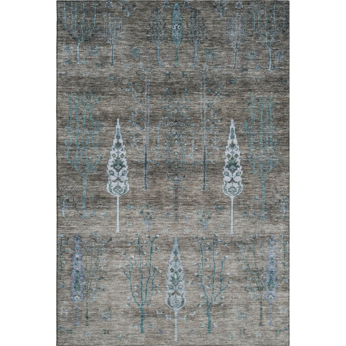 10' X 14' Floral Washable Area Rug With UV Protection (708193) - Brown / Blue