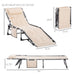 Giga Outsunny beige padded folding lounge chair with 6-level recline, headrest, suitable for outdoor use at beach, yard, or patio
