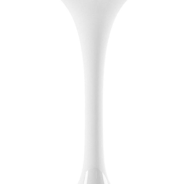 32" Rounded Fiberglass And Metal Pedestal Base Dining Table - White