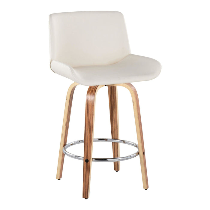 Santi - 25" Fixed-Height Counter Stool With Swivel - Zebra Wood (Set of 2)