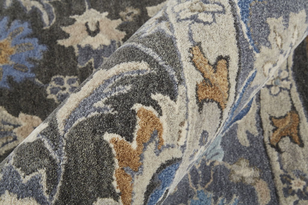10' x 14' Wool Floral Hand Tufted Area Rug - Taupe And Ivory