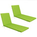 Giga outdoor chaise lounge cushion set with apple green back and seat cushions and matching pillow for patio furniture.