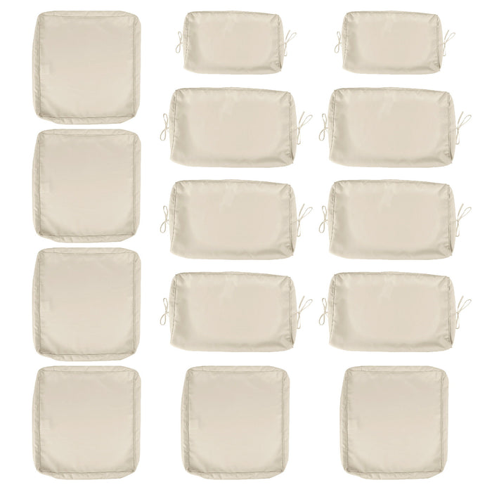 Giga 14-pack cushion covers for 7-piece wicker sectional sofa, zipper seat and back slipcovers, soft fabric in neutral tones