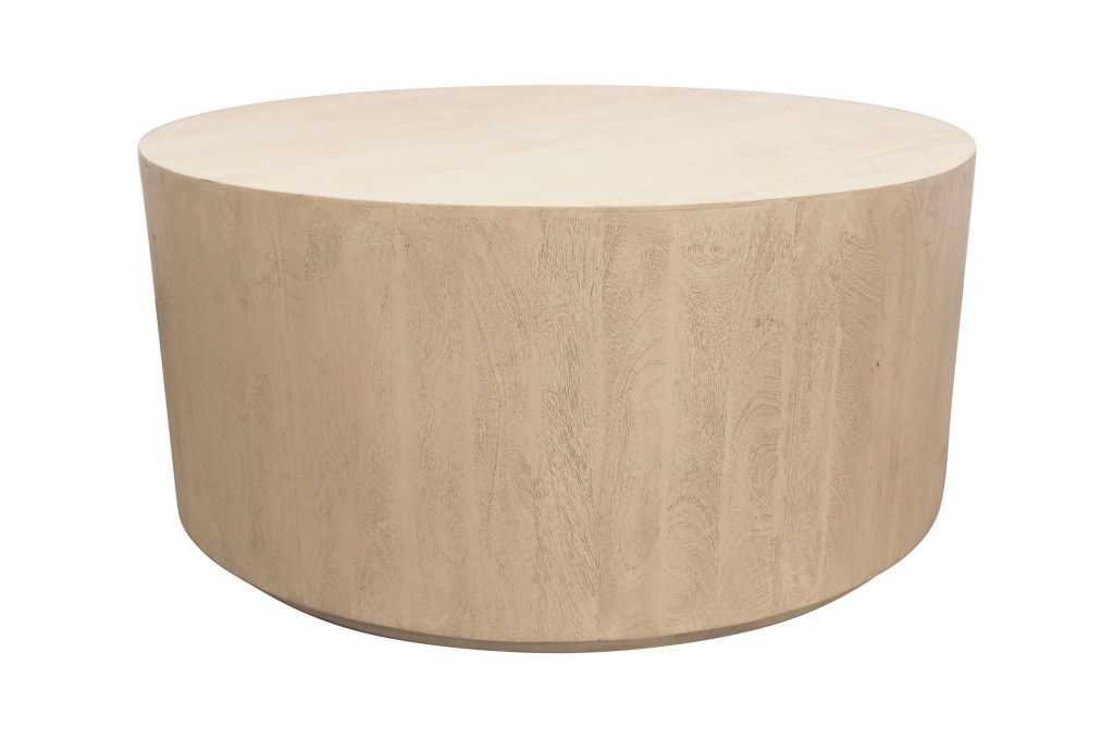 36" Solid Wood Round Distressed Coffee Table - Natural