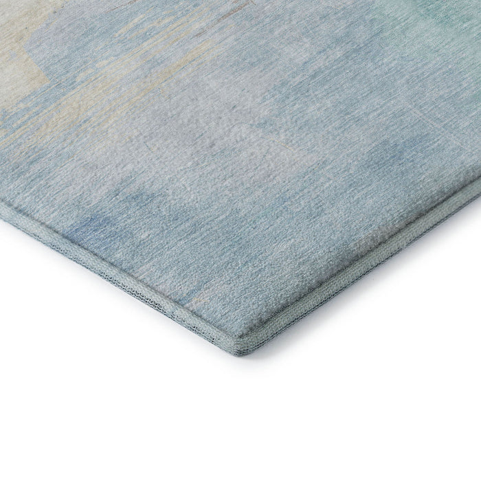 10' X 14' Abstract Washable Area Rug With UV Protection (694194) - Sky Blue / Lavender / Beige