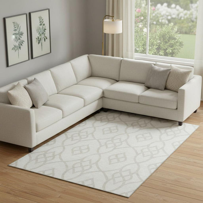 10' X 14' Trellis Washable Area Rug With UV Protection (670273) - Ivory / Beige