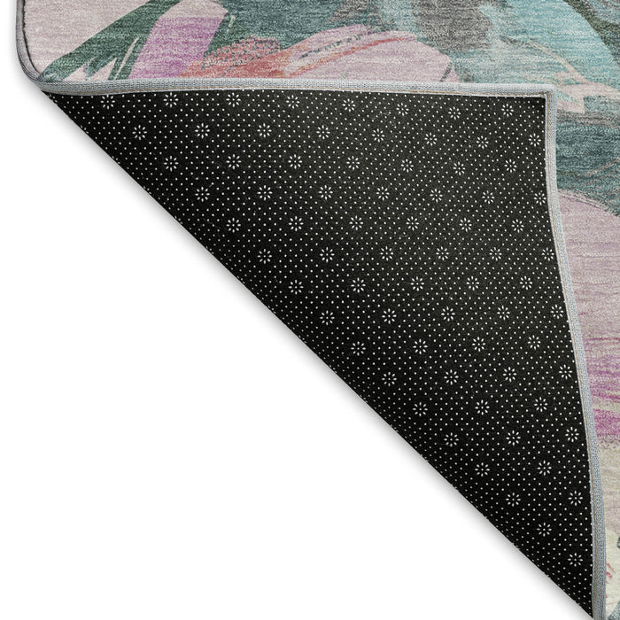 10' X 14' Floral Washable Area Rug With UV Protection (694014) - Teal / Blush / Ivory