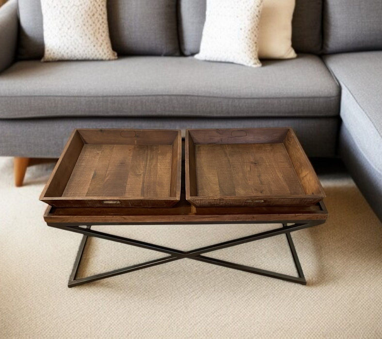 27" Solid Wood Coffee Table - Brown And Black