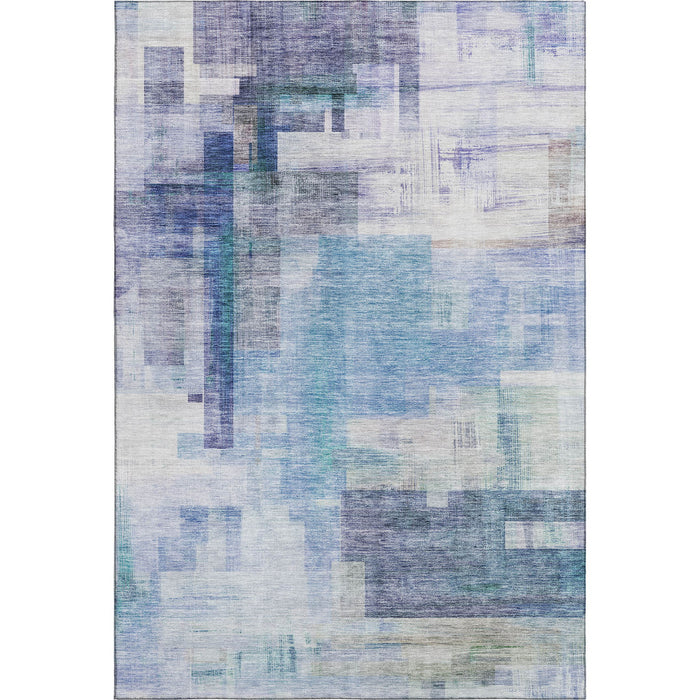 10' X 14' Abstract Geometric Washable Area Rug With UV Protection (683482) - Blue / Ivory