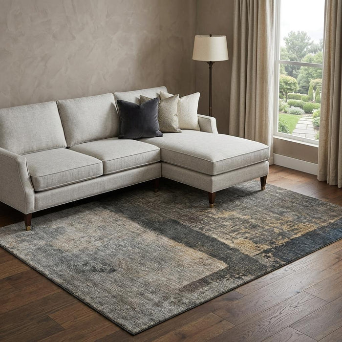 10' X 14' Abstract Washable Area Rug With UV Protection (688376) - Coffee / Beige