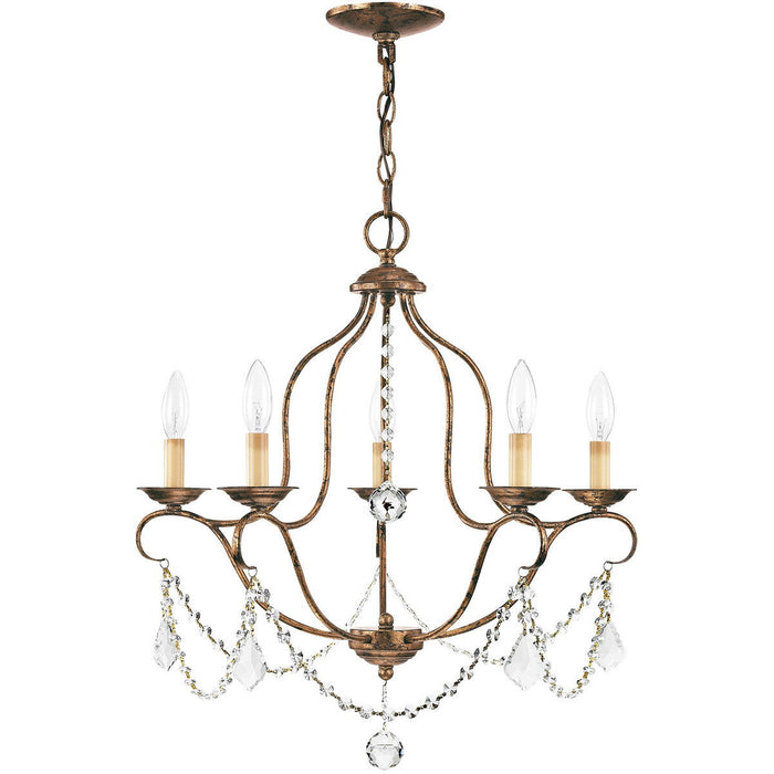 24" Five Light Dimmable Chandelier With Shades - Bronze