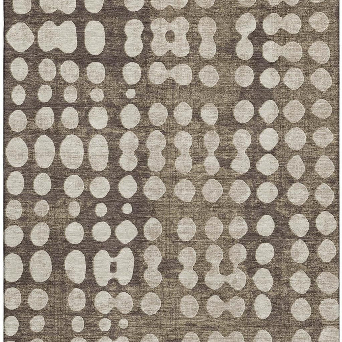 10' X 14' Polka Dot Washable Area Rug With UV Protection (669102) - Brown / Beige