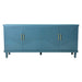Blue Giga 4-door accent cabinet with large storage space, featuring sleek design and sturdy construction for living room organization.