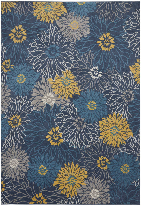 9' x 12' Floral Power Loom Area Rug - Navy Blue