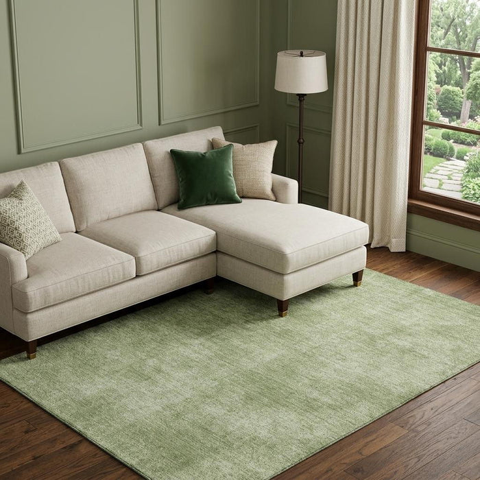 10' X 14' Abstract Washable Area Rug With UV Protection (679941) - Green / Ivory