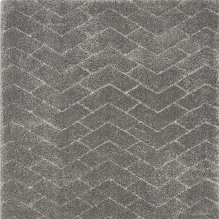 8' X 10' Chevron Shag Area Rug - Gray And Light