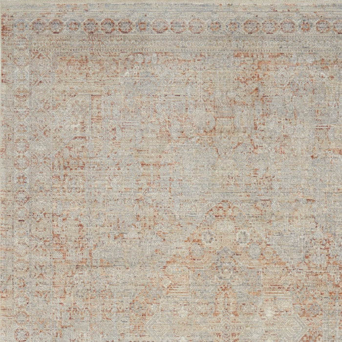5' X 8' Floral Non Skid Area Rug With Fringe (550299) - Brick Red / Gray / Cream