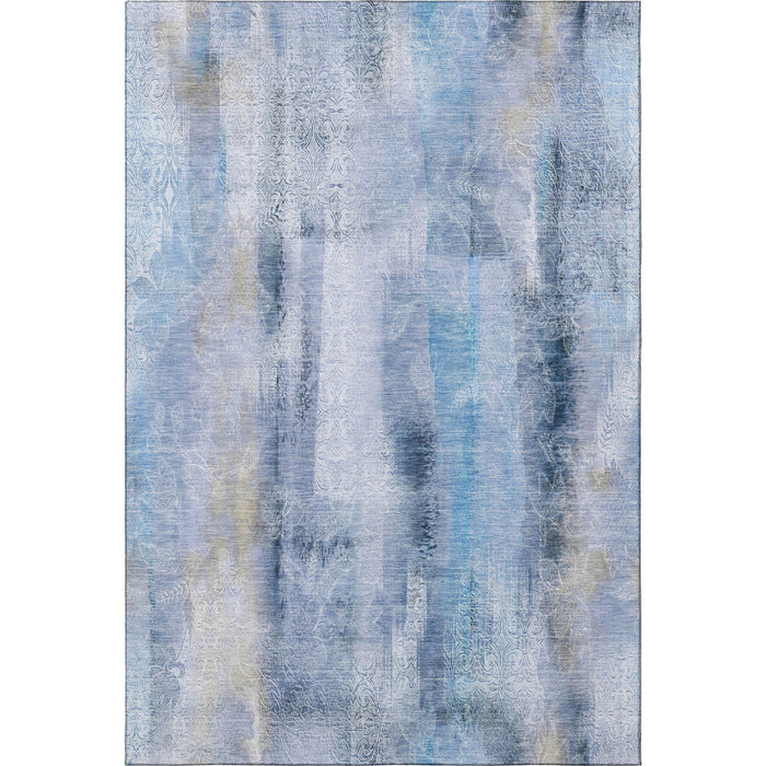 9' X 12' Abstract Washable Area Rug With UV Protection (648117) - Blue / Ivory