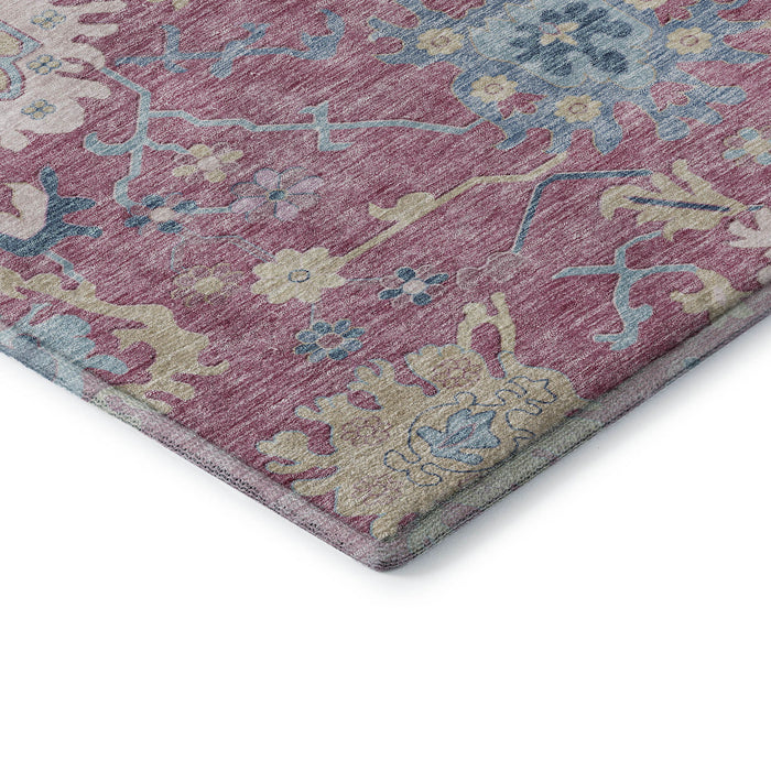 10' X 14' Floral Washable Area Rug With UV Protection (686969) - Pink / Blue / Beige