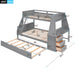 Giga bunk bed with trundle, built-in desk, three storage drawers, and a shelf, made of sturdy wood in a modern design.