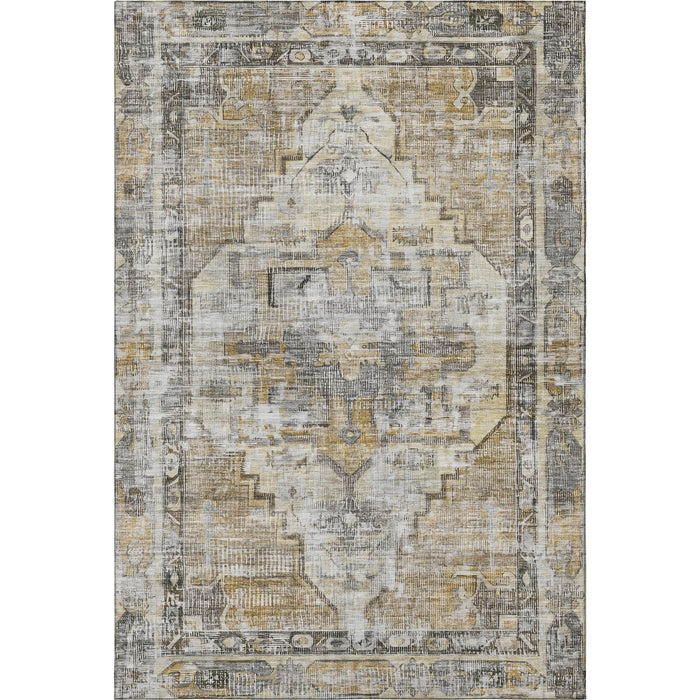 10' X 14' Oriental Washable Area Rug With UV Protection (699382) - Brown / Gray / Silver