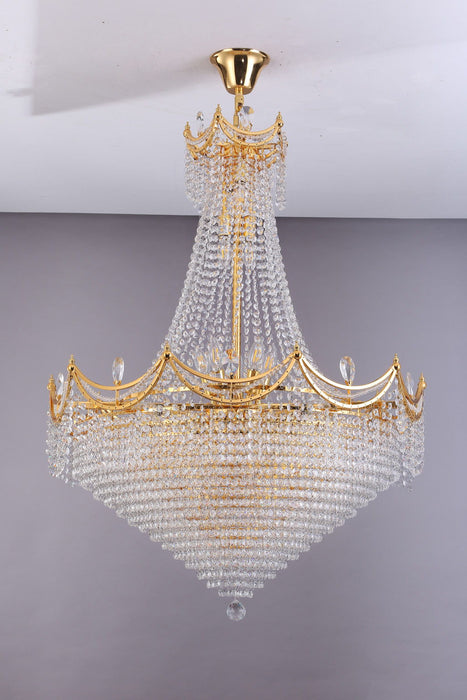 Empire Multi Light Crystal Metal Dimmable Chandelier - Clear / Gold